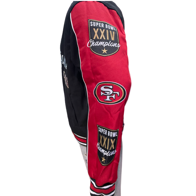 San Francisco 49ers JH Desgin 5 Time Commemorative Reversible Quilted Wool Men's Jacket