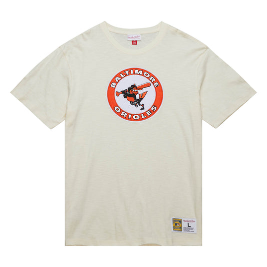 Baltimore Orioles Mitchell & Ness Heritage Vintage Cooperstown Slub T-Shirt- Cream