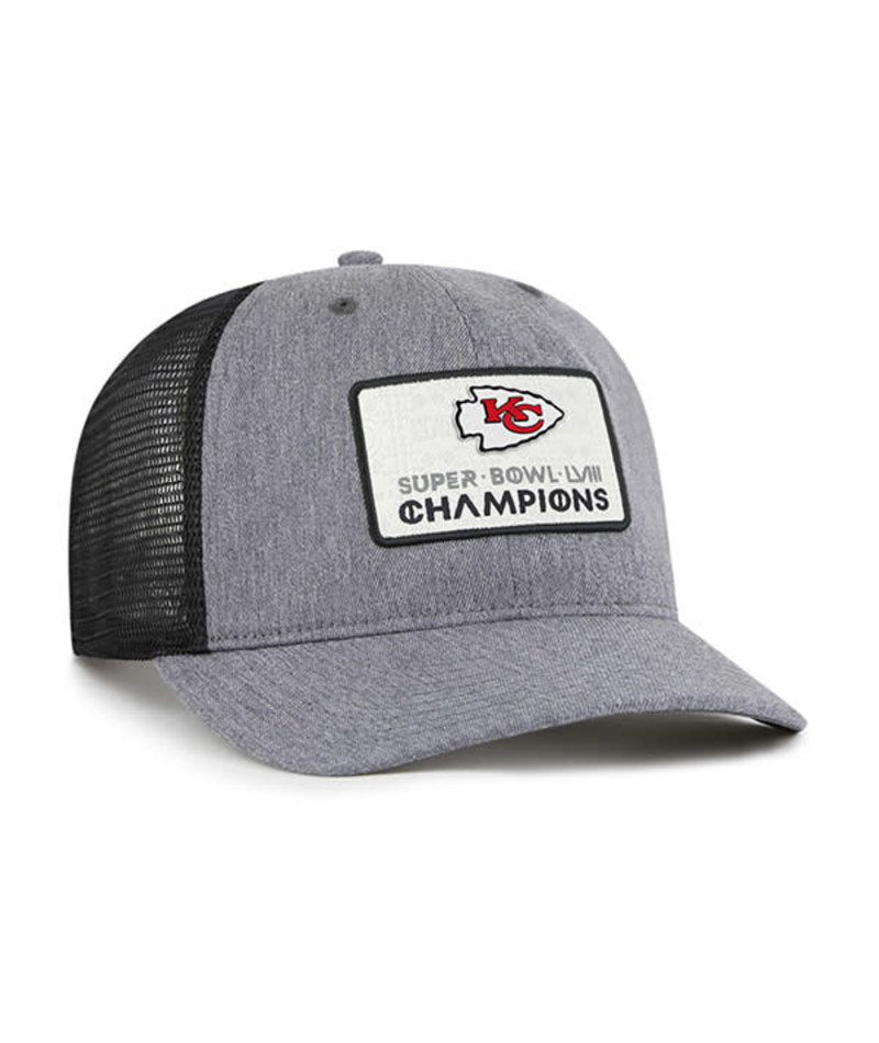 Kansas City Chiefs '47 Super Bowl LVIII Champions Square Trucker Adjustable Hat - Charcoal