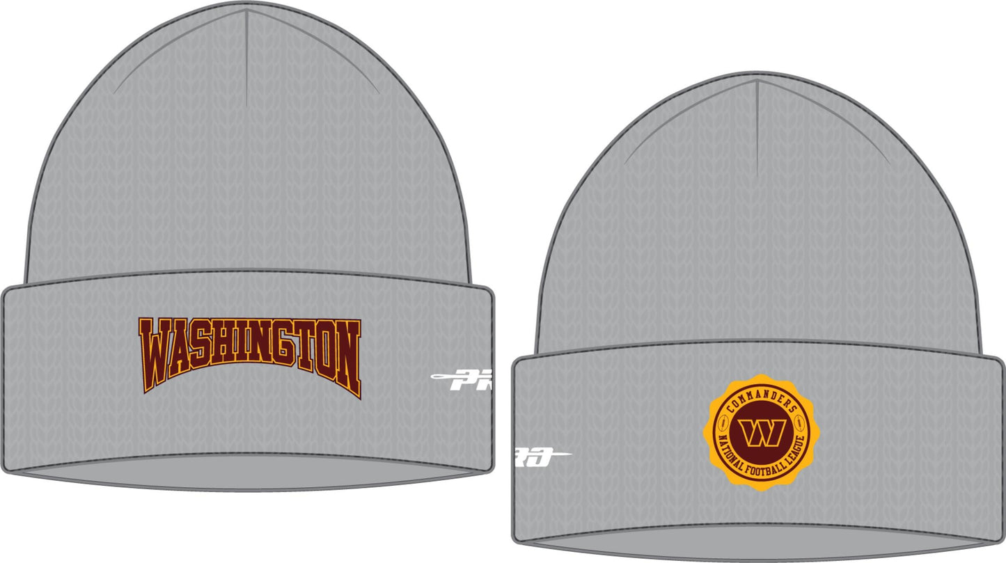 Washington Commanders Pro Standard Crest Emblem Beanie Knit Hat - Gray