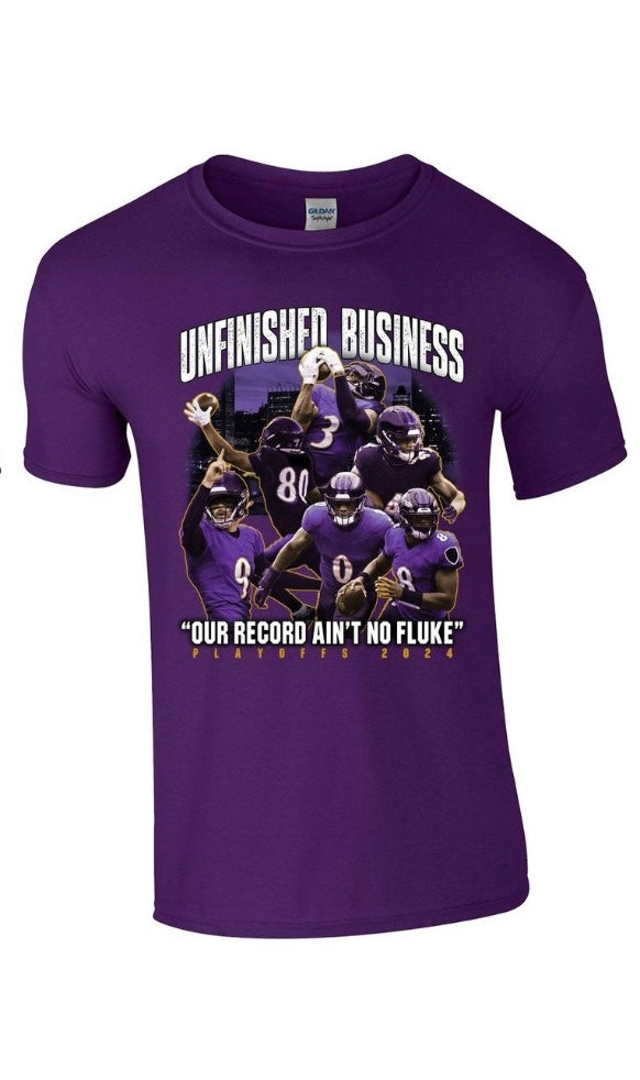 Baltimore Ravens 2023 Playoff’s Unfinished Business Purple T-shirt