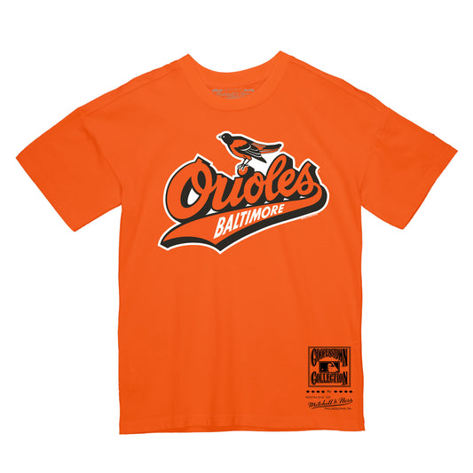 Baltimore Orioles Mitchell & Ness The Ornithologically Brid Slub T-Shirt- Orange