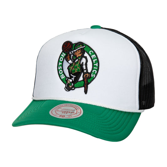 Boston Celtics Mitchell & Ness Blocker Foam Trucker Snap Back Hat