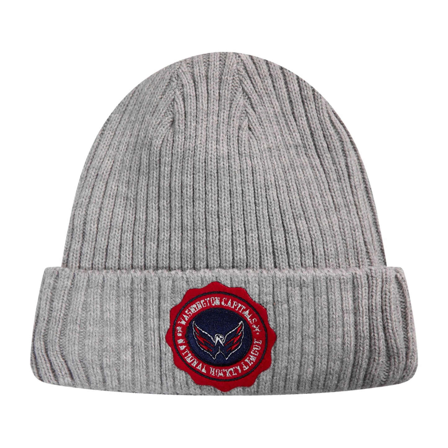 Washington Capitals Pro Standard Crest Emblem Beanie Knit Hat - Gray