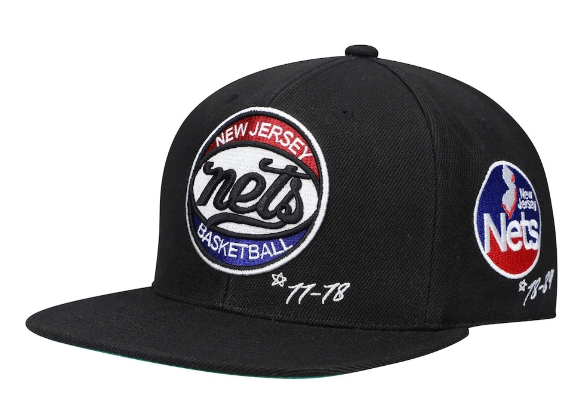 New Jersey Nets Mitchell & Ness Hardwood Classics Timeline Fitted Hat - Black