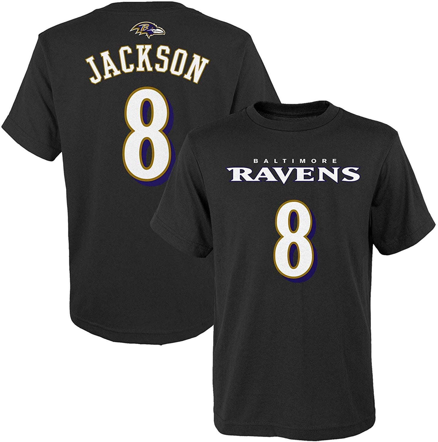 Baltimore Ravens Outerstuff Lamar Jackson #8 Youth Mainliner Player T-Shirt Black