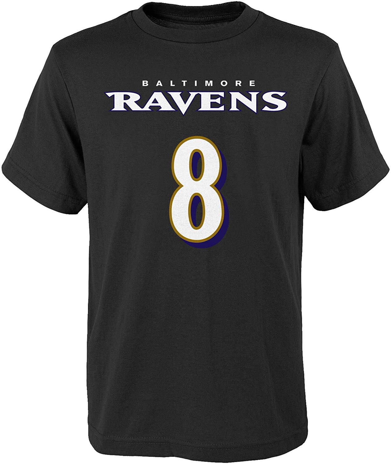 Baltimore Ravens Outerstuff Lamar Jackson #8 Youth Mainliner Player T-Shirt Black