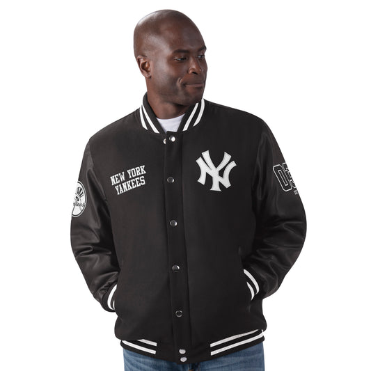 New York Yankees Linebacker Wool Mens Jacket - Black