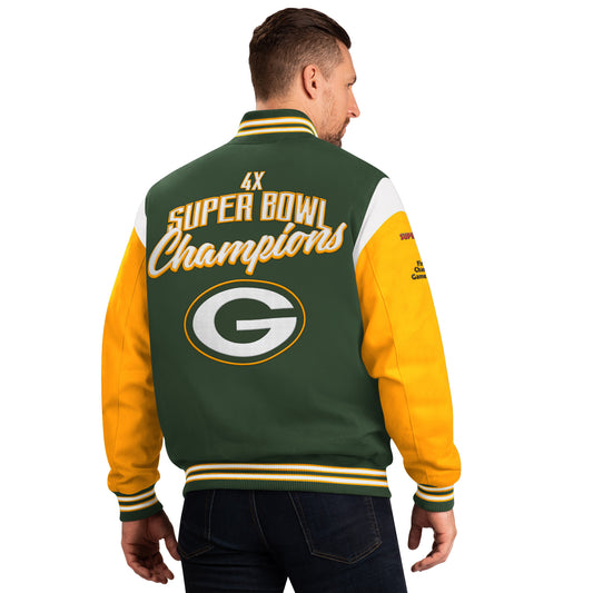 Green Bay Packers G-III Franchise 4 Time Super Bowl Varsity Jacket