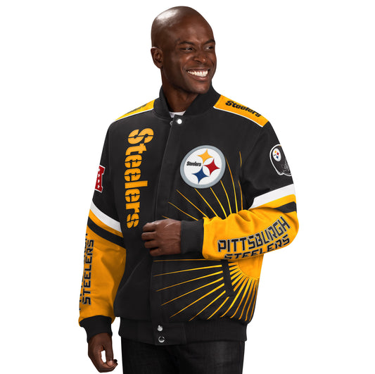 Pittsburgh Steelers Extreme Redzone Twill Men's Jacket By G-III - Black