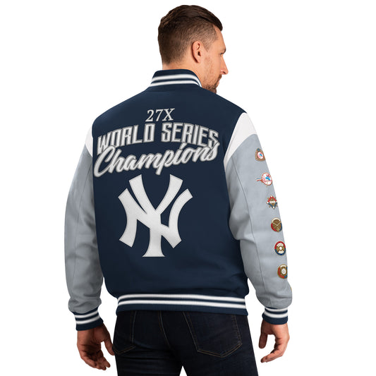 New York Yankees G-III Franchise 27-Time World Series Varsity Jacket - Navy