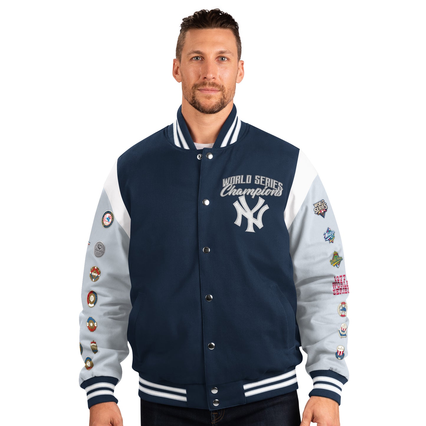 New York Yankees G-III Franchise 27-Time World Series Varsity Jacket - Navy