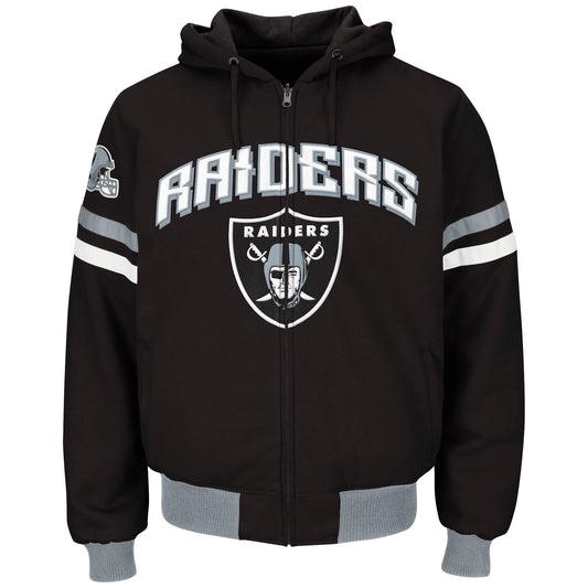 Oakland Raiders Zone Reversible Hooded Jacket By G-III Black/Black