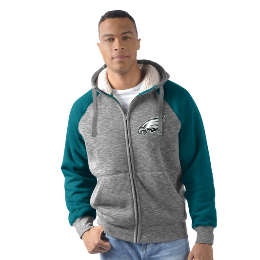 Philadelphia Eagles Heathered Gray/Green Turning Point Hooded Jacket by G-III