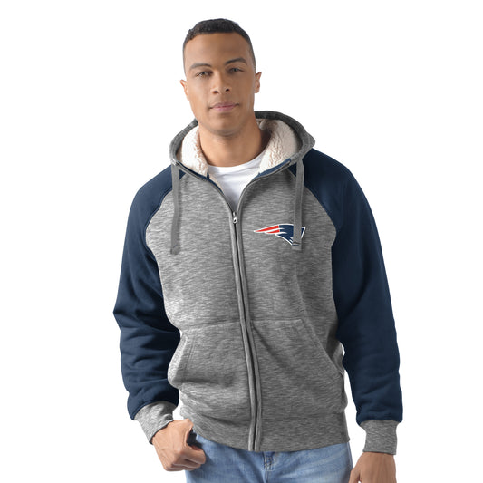 New England Patriots Heathered Gray/Blue Turning Point Hooded Jacket by G-III