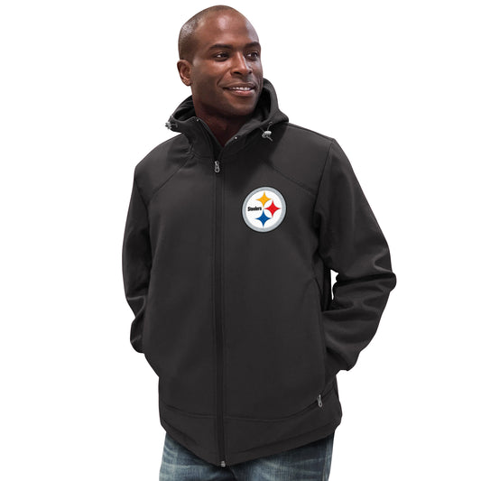 Pittsburgh Steelers NFL First Down Soft Shell Bonded Hooded FZ Jacket By G-III