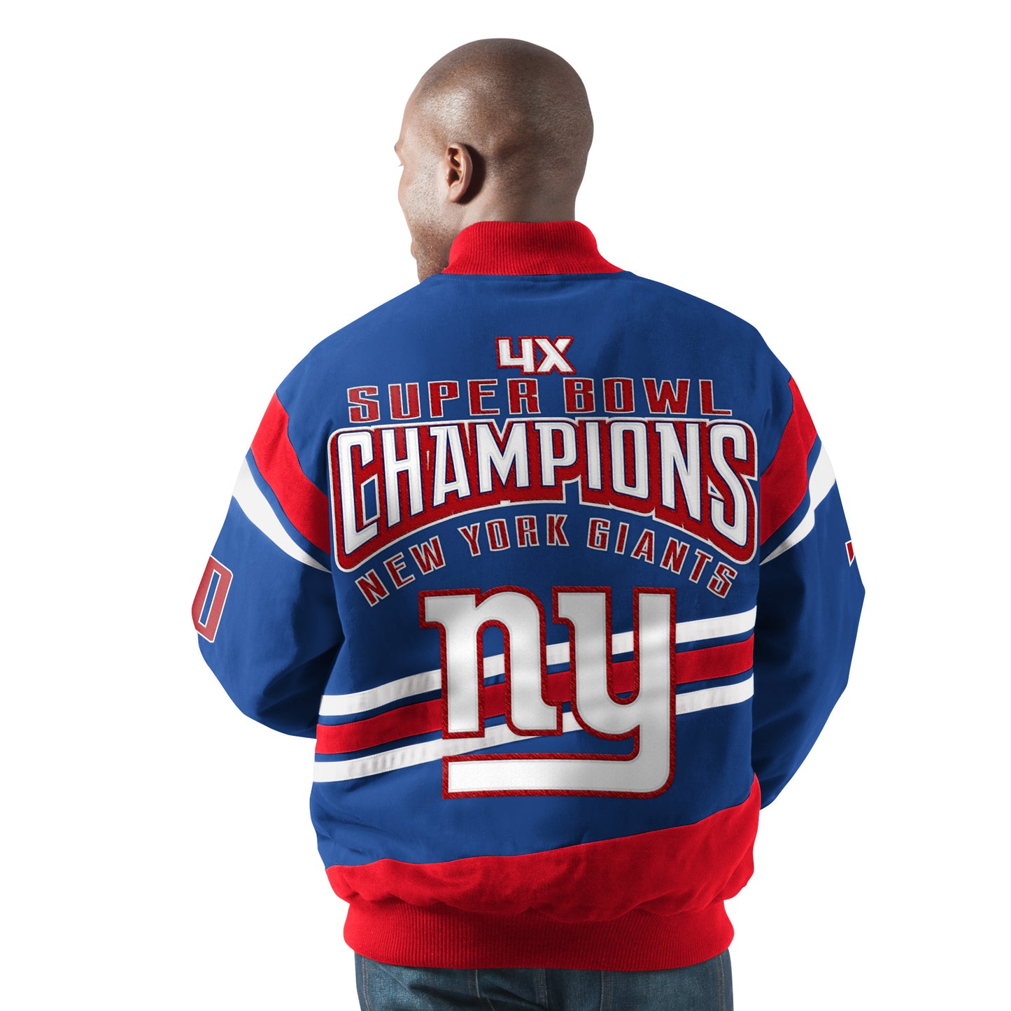 New York Giants Gladiator 4X Time Super Bowl Champions Cotton Twill Jacket - Blue