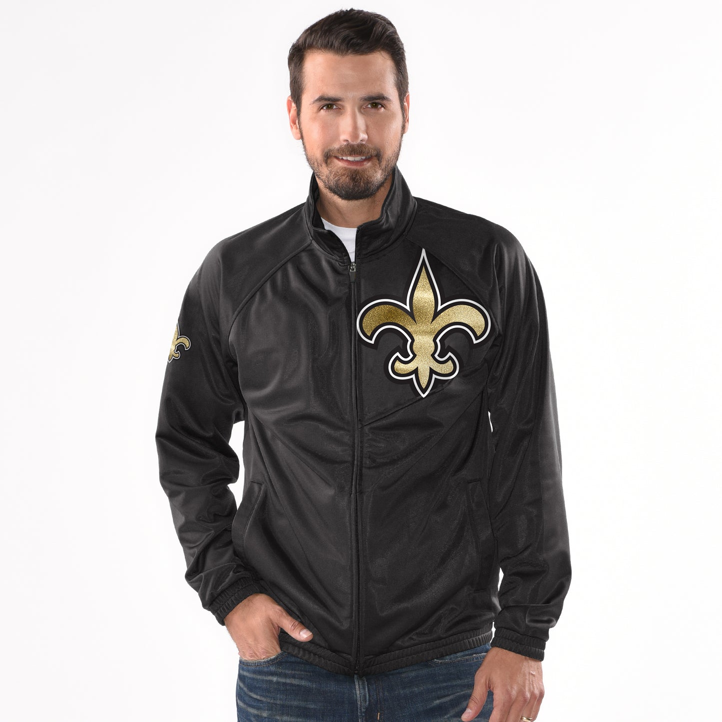 New Orleans Saints NFL Synergy Track Jacket By G-III - Black