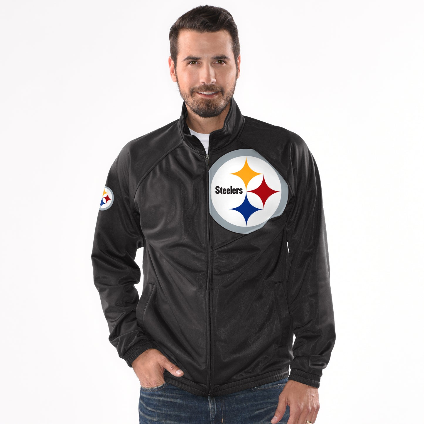 Pittsburgh Steelers NFL Synergy Track Jacket By G-III - Black