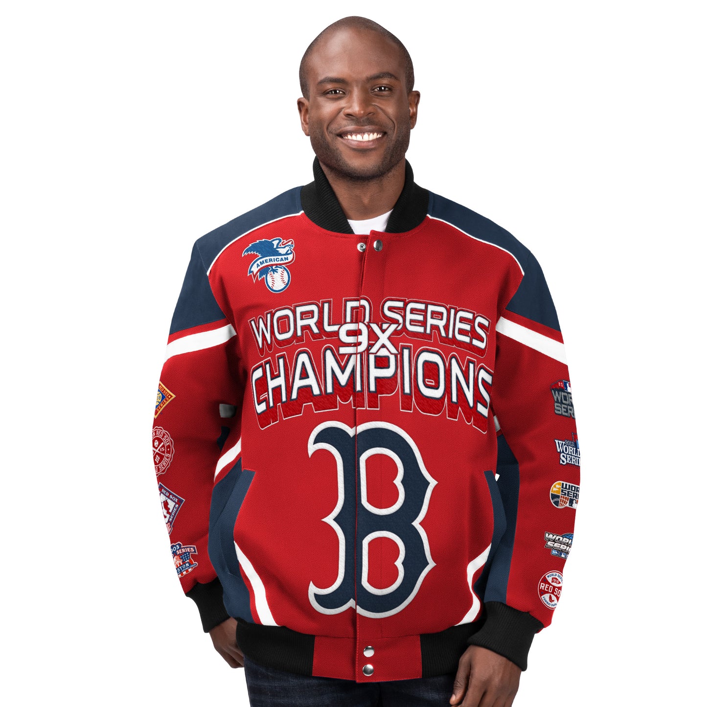 Boston Red Sox Stiff Arm 9-Time World Series Champions Cotton Twill Jacket - Red