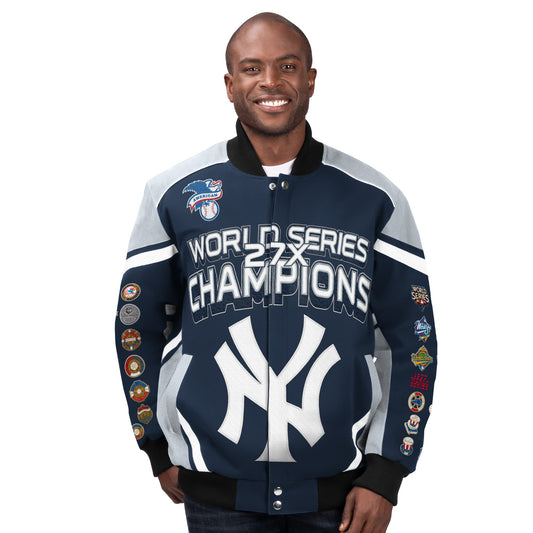 New York Yankees Stiff Arm World Series Champions Cotton Twill Jacket - Navy