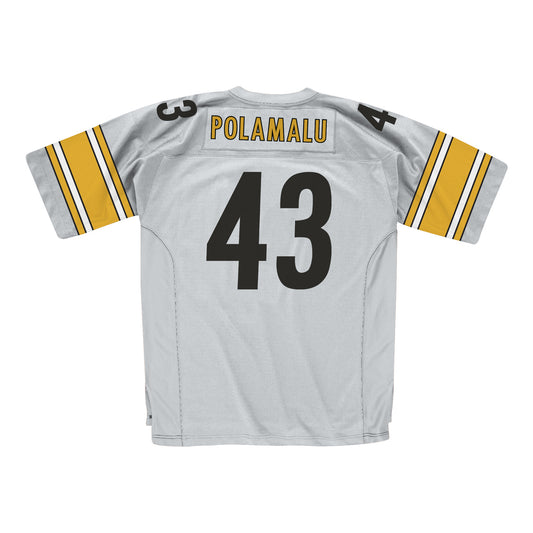 Pittsburgh Steelers #43 Troy Polamalu Mitchell & Ness 100 Year Anniversary Legacy Mens Jersey - White