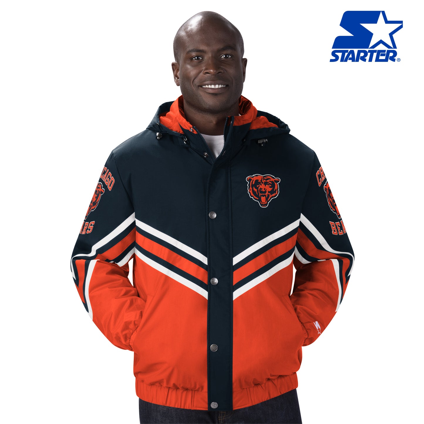 Chicago Bears NFL Starter Blue/ Orange Maximum Hooded Jacket