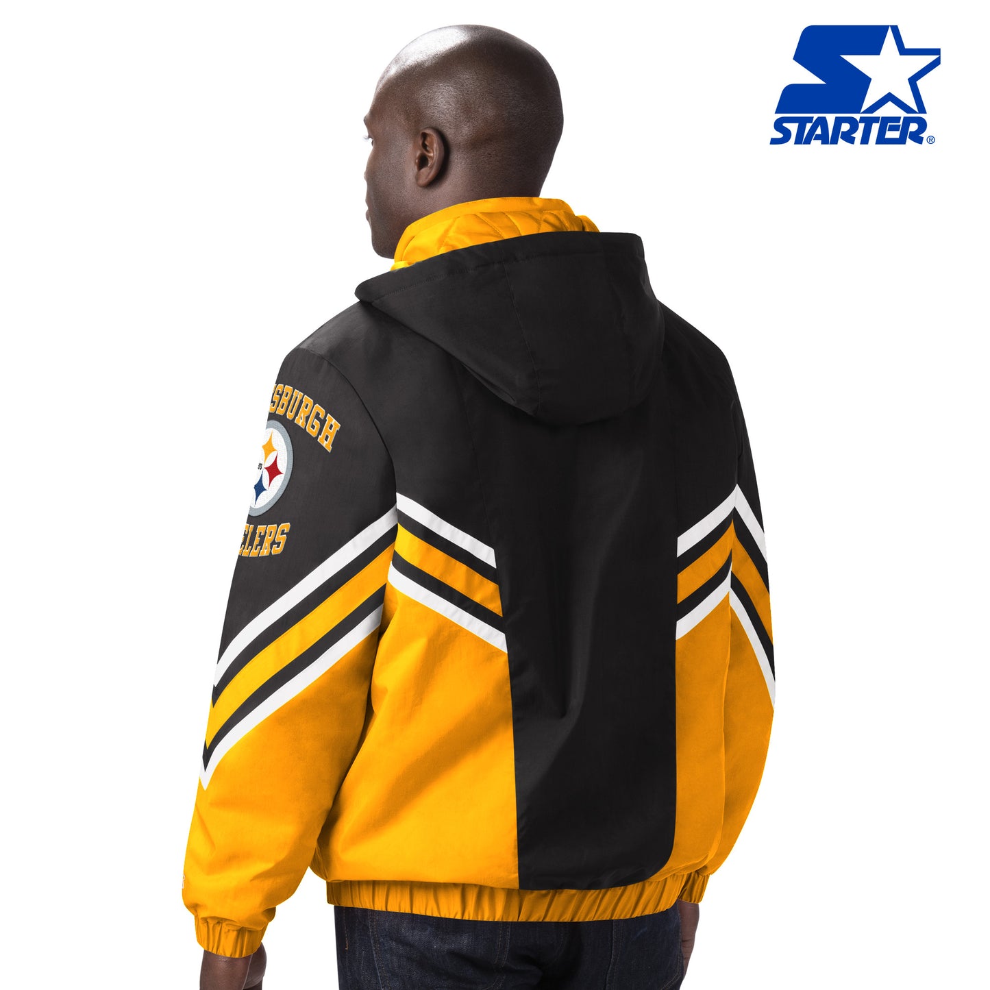 Pittsburgh Steelers NFL Starter Yellow/Black Maximum Hooded Jacket