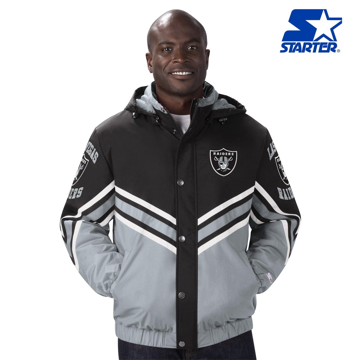 Las Vegas Raiders NFL Starter Black/Silver Maximum Hooded Jacket