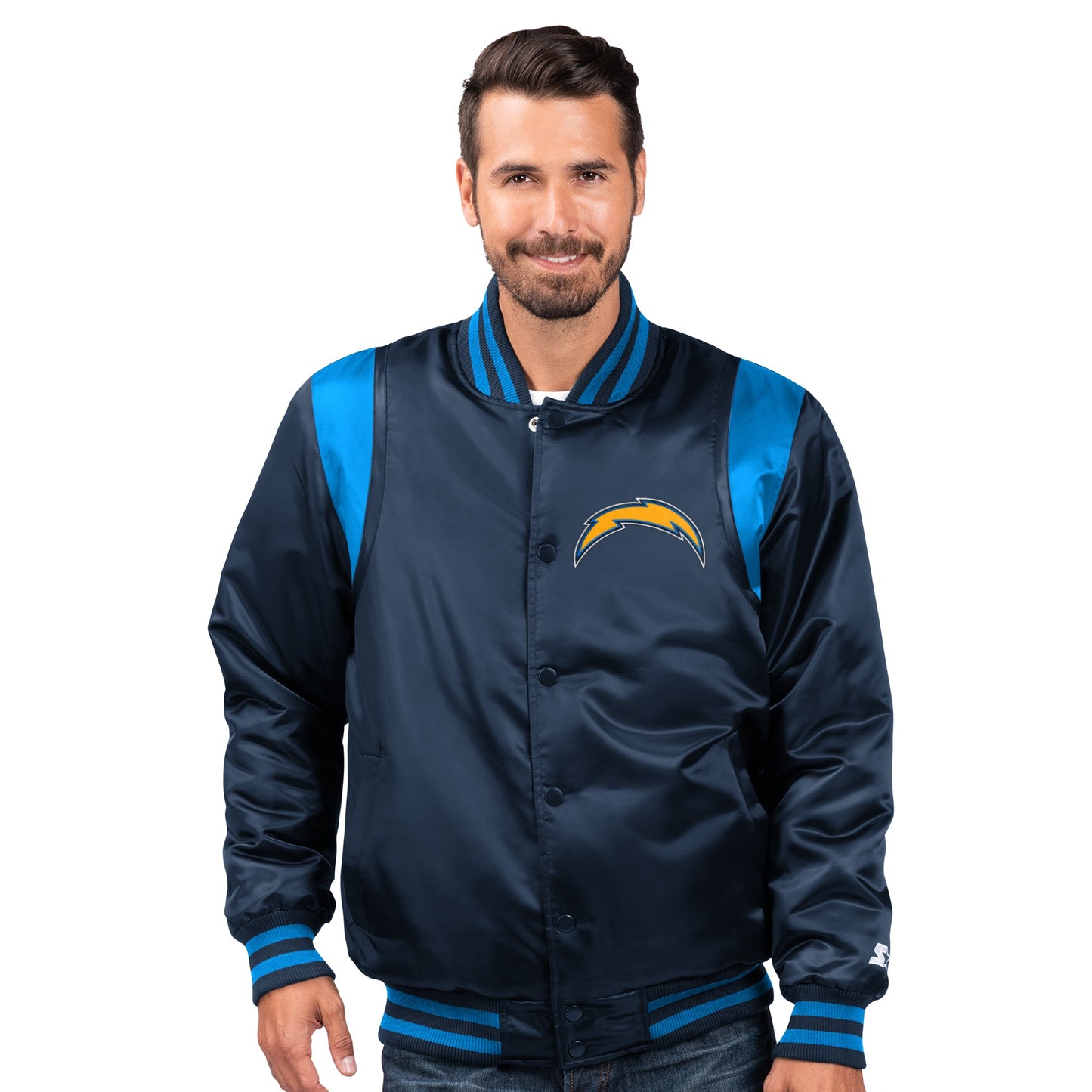 Los Angeles Chargers Starter The Prime Satin Vintage Full Snap Jacket - Blue