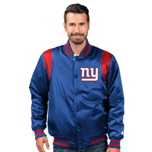 New York Giants Starter The Prime Vintage Full Snap Satin Jacket - Royal Blue