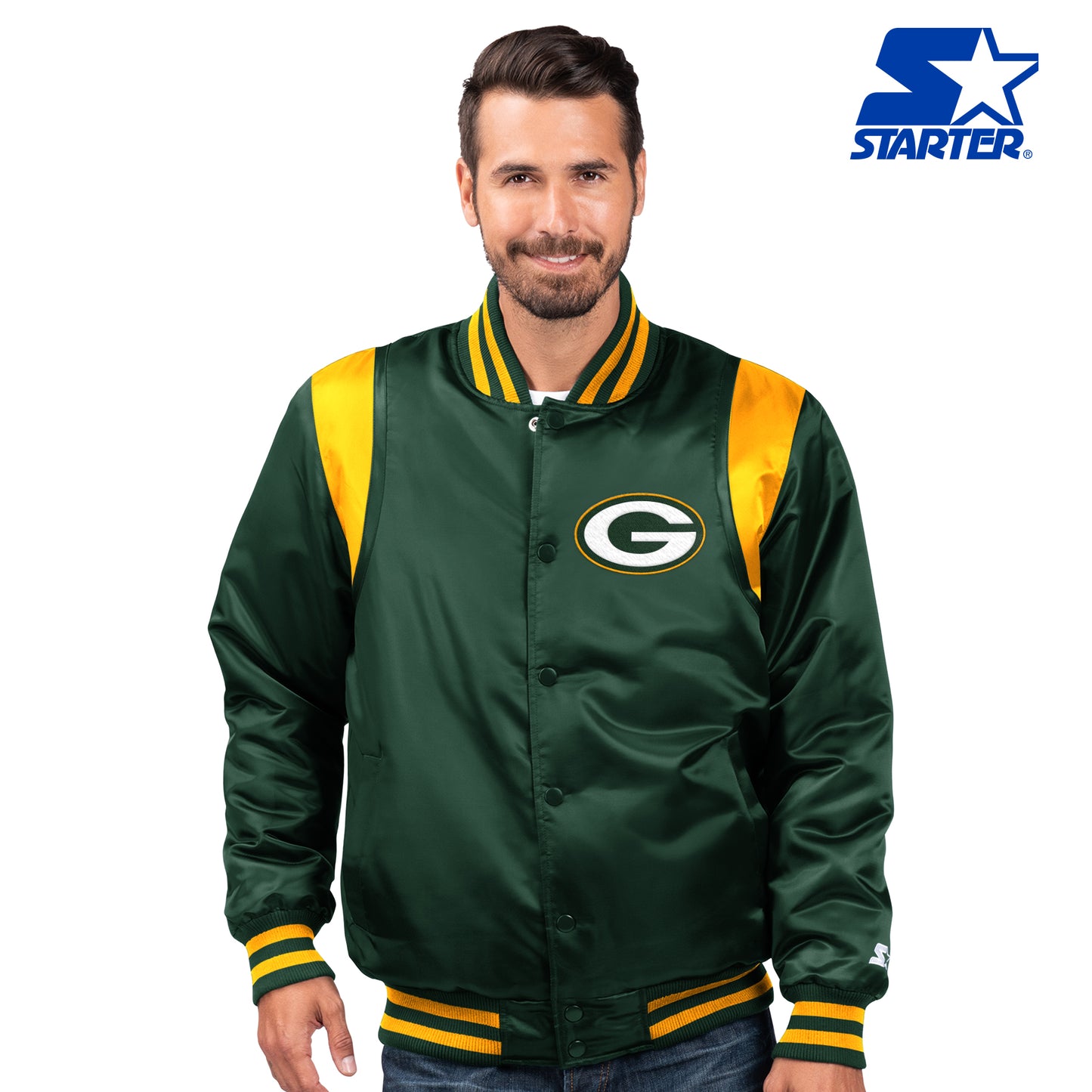 Green Bay Packers Starter The Prime Vintage Full Snap Satin Jacket - Green