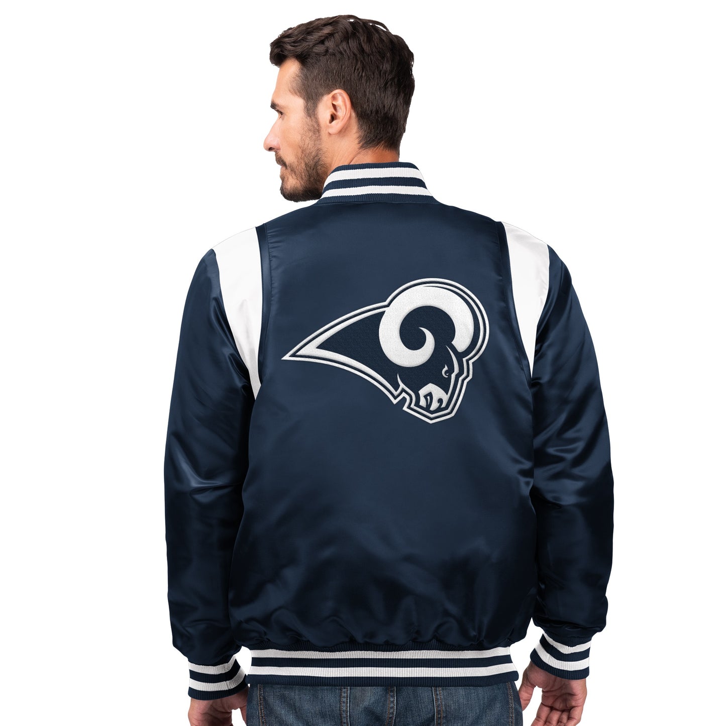 Los Angeles Rams Starter The Prime Satin Vintage Full Snap Jacket - Blue
