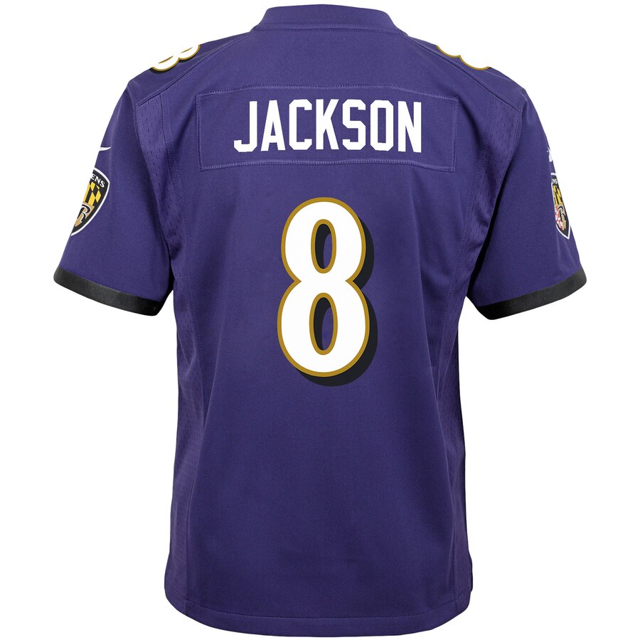 Baltimore Ravens #8 Lamar Jackson Nike Youth Game Jersey - Purple