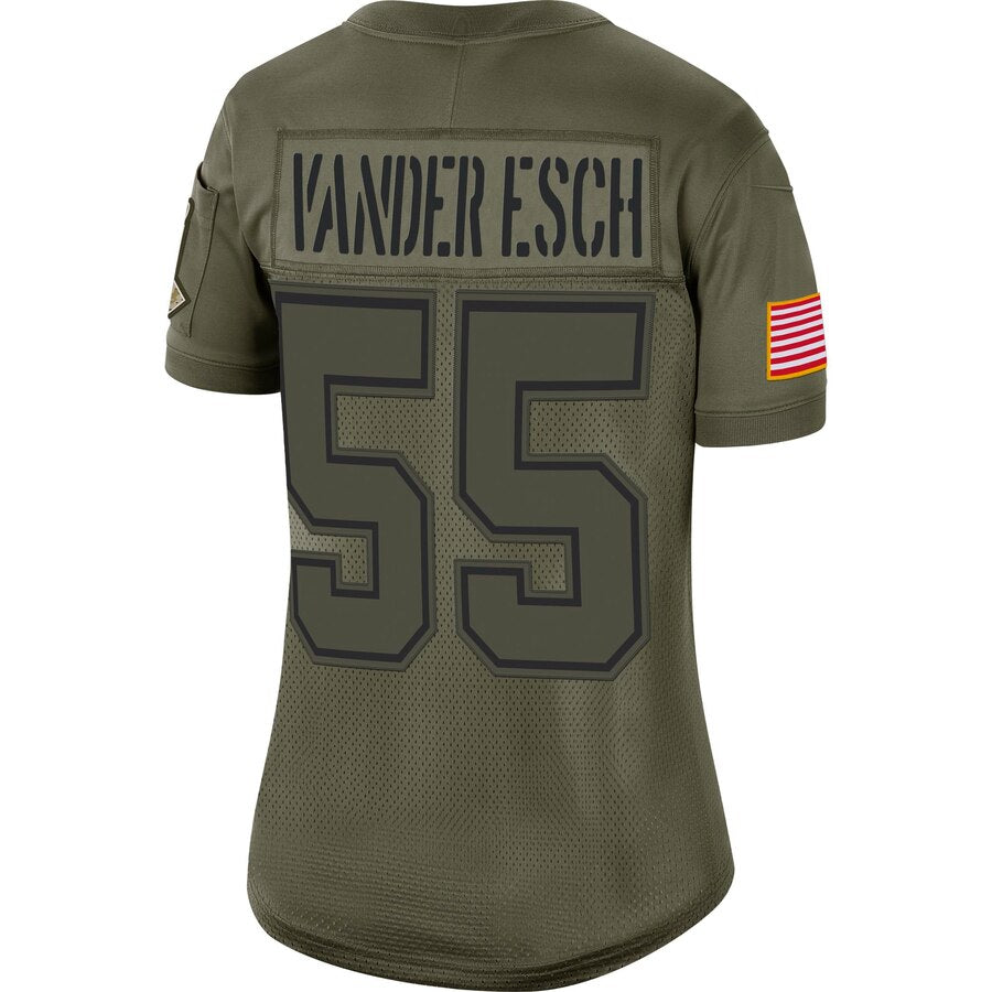 Dallas Cowboys #55 Leighton Vander Esch Salute to Service Womens Jersey - Green