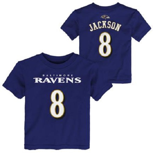 Baltimore Ravens Outerstuff Lamar Jackson #8 Pre-School/ Kids Mainliner Player T-Shirt Purple