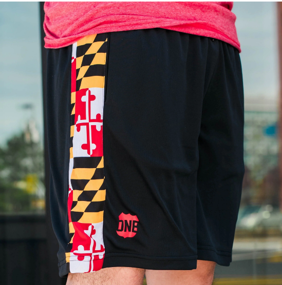 Route One Maryland Flag Black Men's Running Shorts