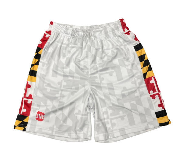 Route One Maryland Flag White Scale Men's Athletic Shorts