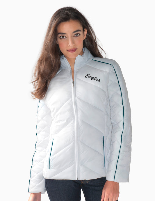 Philadelphia Eagles Ladies Essential Quilted Jacket By G-III - White
