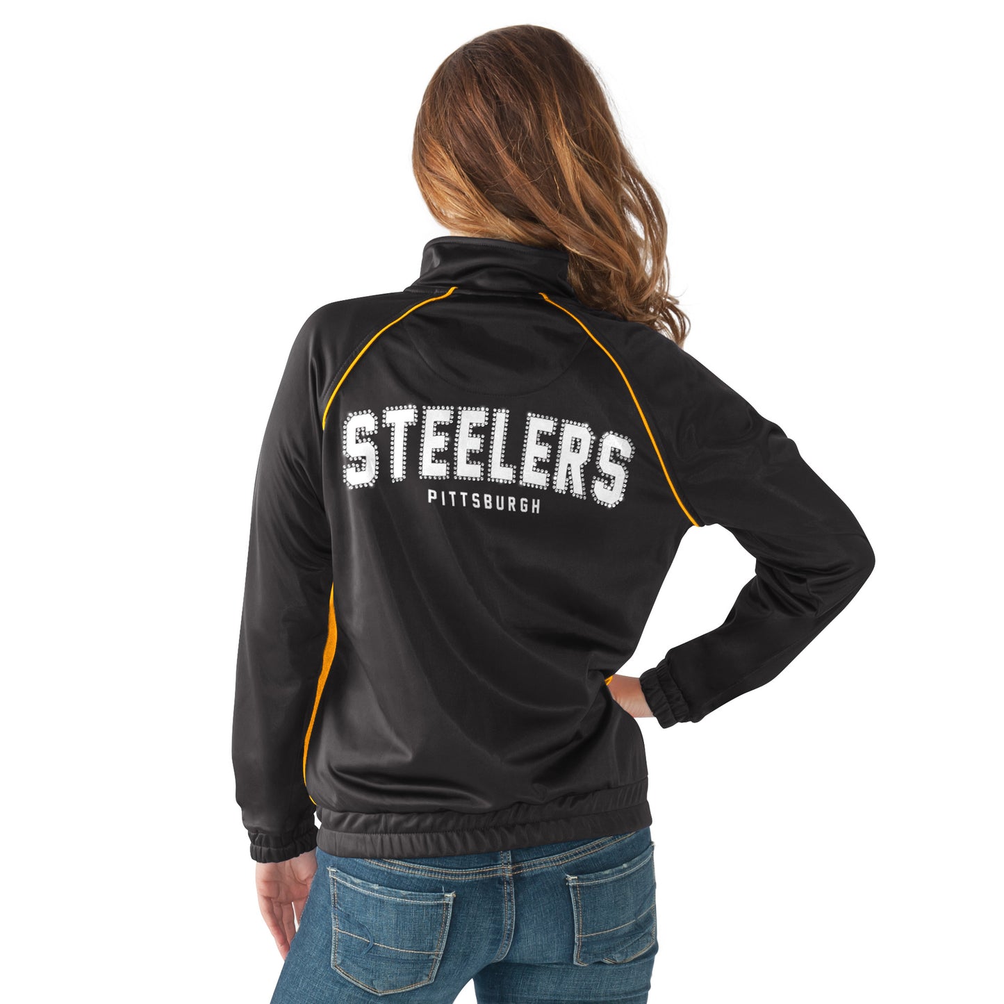 Pittsburgh Steelers Womens Corner Full Zip Jacket - Black