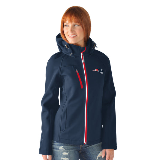 New England Patriots Women's Fire Break Soft Shell Bonded Jacket by G-III - Blue