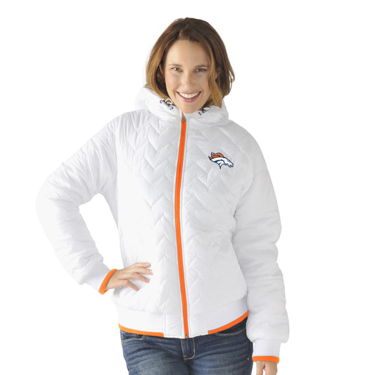 Denver Broncos Womens Drop Back Jacket Outerwear - White