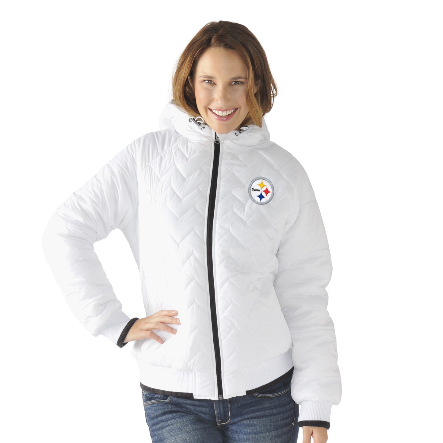 Pittsburgh Steelers Womens Drop Back Jacket Outerwear - White
