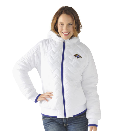 Baltimore Ravens Womens Drop Back Jacket Outerwear - White