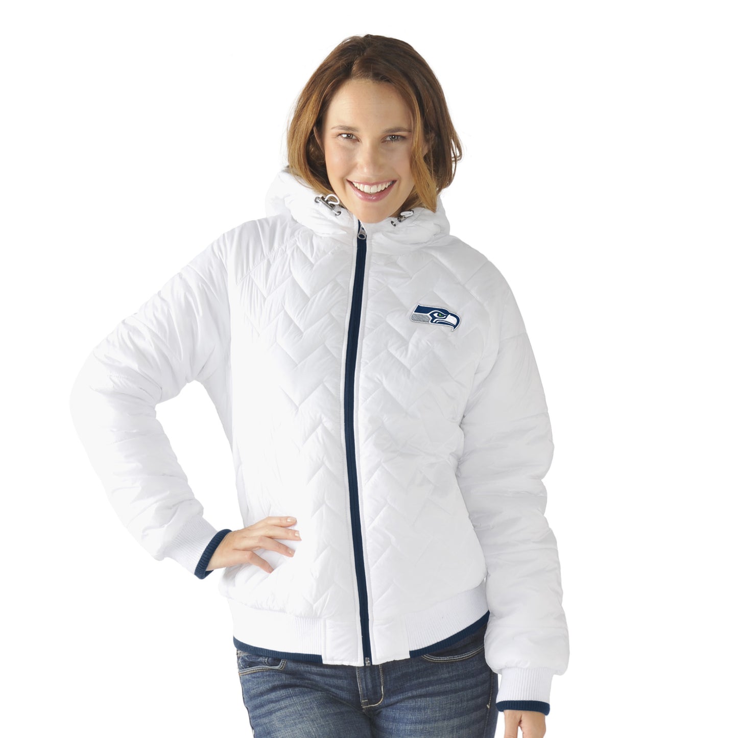 Seattle Seahawks Womens Drop Back Jacket Outerwear - White