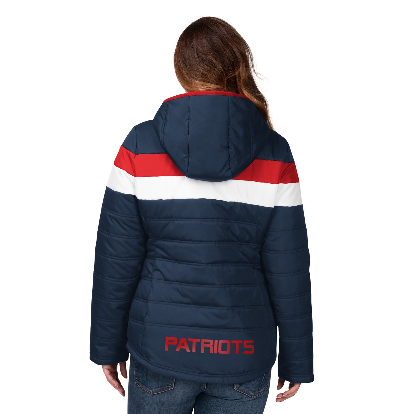 New England Patriots G-III Women's Wild Card Parka Jacket - Blue / Red
