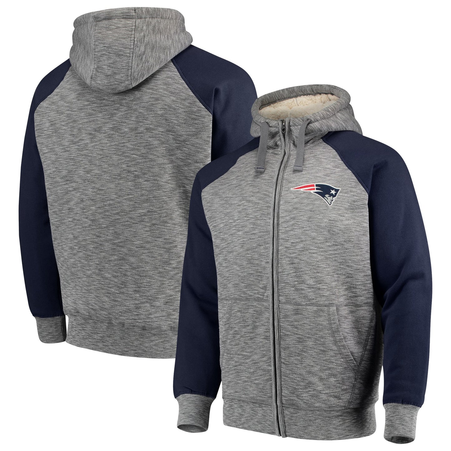 New England Patriots Heathered Gray/Blue Turning Point Hooded Jacket by G-III