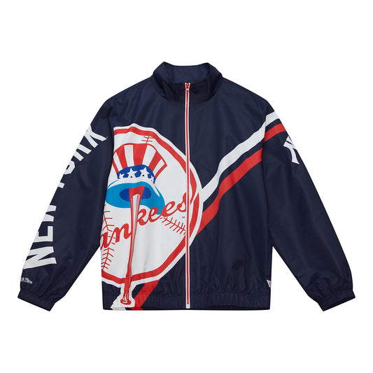 New York Yankees Mitchell & Ness Exploded Logo Warm Up Full Zip Jacket - Blue