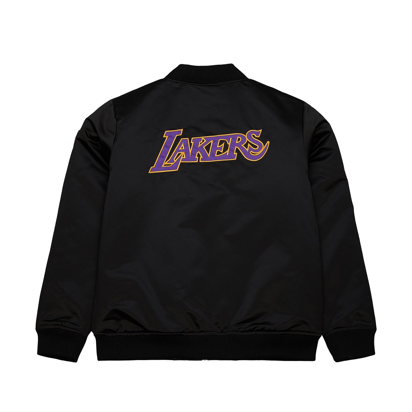 Los Angeles Lakers Mitchell & Ness Black Satin Bomber Jacket