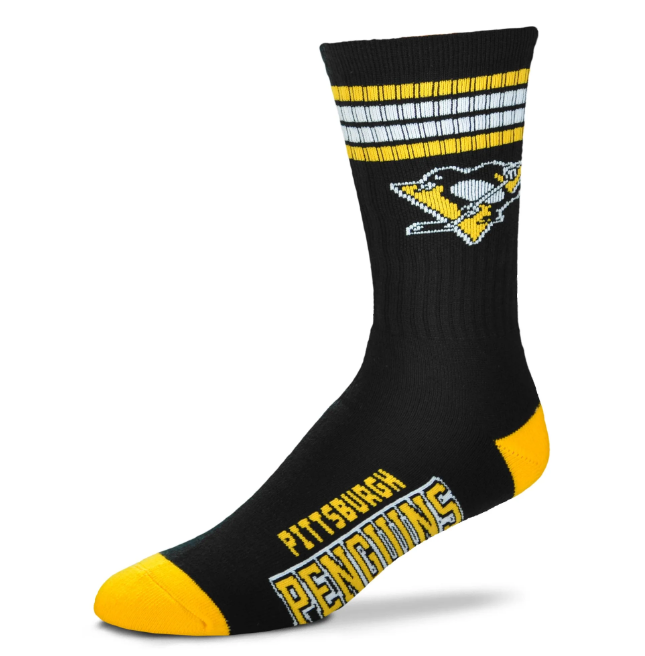Pittsburgh Penguins For Bare Feet Adult Black Deuce Sock